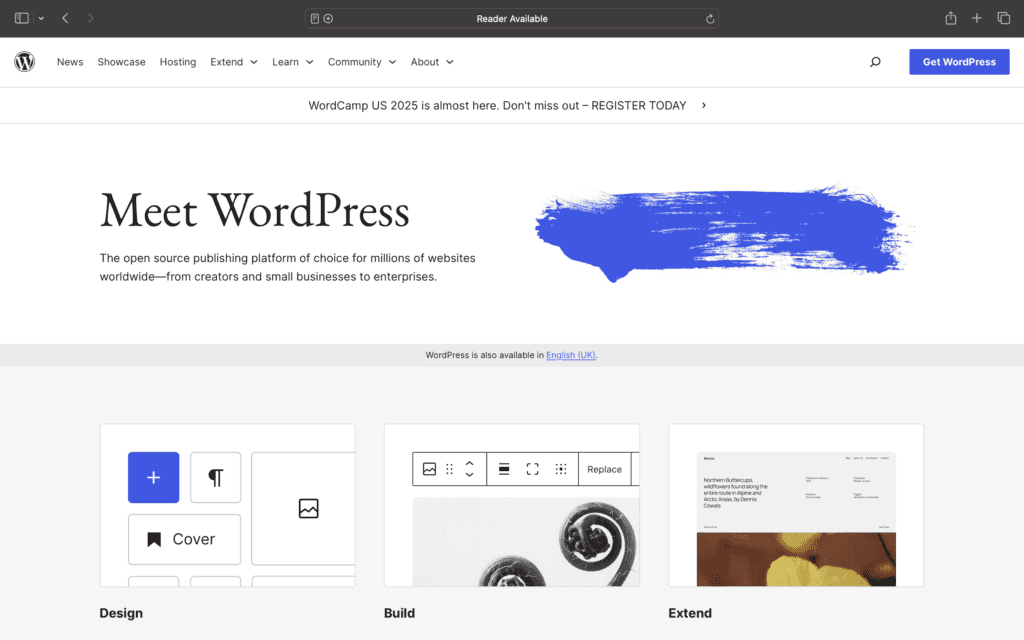 WordPress.org homepage